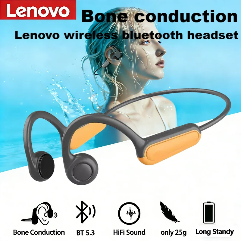 Lenovo New Real Bone Conduction Sport Headphone Wireless Earphone Bluetooth-compatible Headset Hands-free With Mic For Running Main image