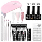 24PCS/Set 20ml Poly Naili Extension Gel  Kit Mini UV Lamp Sealer With Base Top Coat Professional Poly UVNail Gel Kit Starter Kit