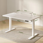 Devoko Height Adjustable desk Electric 120 × 60cm with Monitor Stand Ergonomic Seat Standing Desk (White)