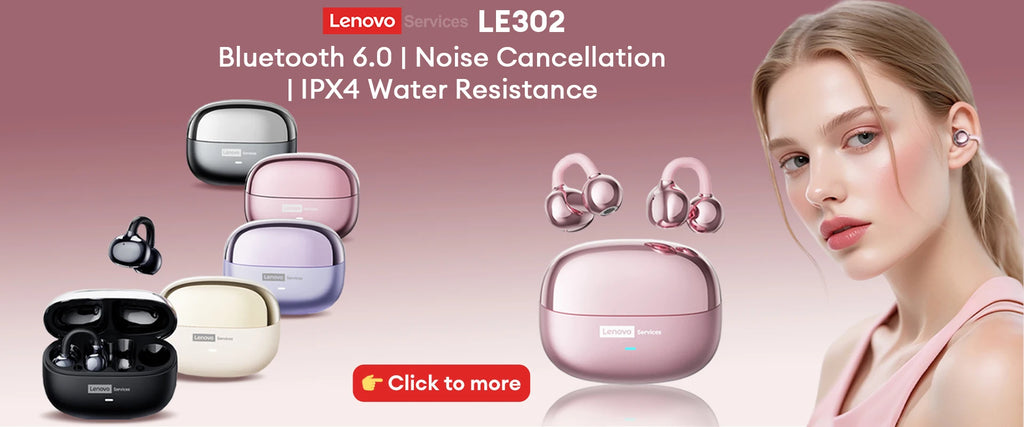 Lenovo LE503 OWS Wireless Earphones Bluetooth V6.0 Open-Ear Earphone ENC Noise Reduction Earbuds Waterproof Long Battery Life