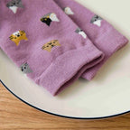5 Pairs Cat Print Socks, Cute & Comfy All-match Mid Tube Socks, Women's Stockings & Hosiery
