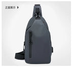 Men Bag Fashion New Solid Color Men Chest Bag Outdoor Casual Fashion One Shoulder Crossbody Bag Nylon USB Charging Shoulder Bags