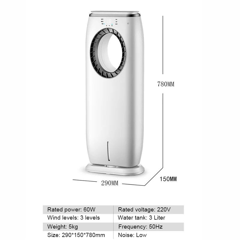 Water-Cooled Air Conditioning Fan Chiller Leafless Electric Refrigeration Cooling Remote Timer Humidifier Conditioner Cooler  EU