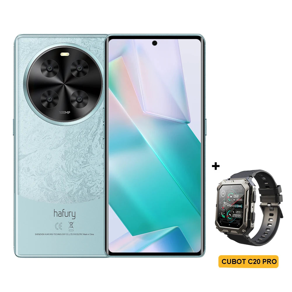 Cubot Hafury Meet, Smartphone Android, 6.67" 120Hz AMOLED Curved Screen, 24GB RAM(12GB+12GB), 256GB ROM, Helio G99,100MP,NFC,
