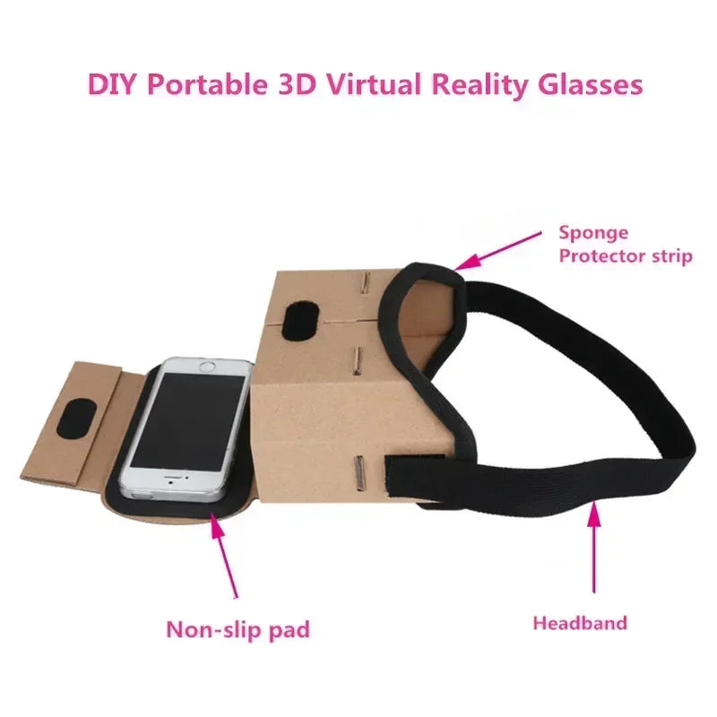 1pc Google Cardboard 3D Vr Virtual Reality Glasses For Android or Phone NEW VR Model DIY Transform Your Device Into a Big Screen