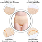 Molasus 5pcs Women's Cotton Panties Seamless Underwear High Waist Full Coverage Ladies Briefs Set Breathable Underpant Plus Size