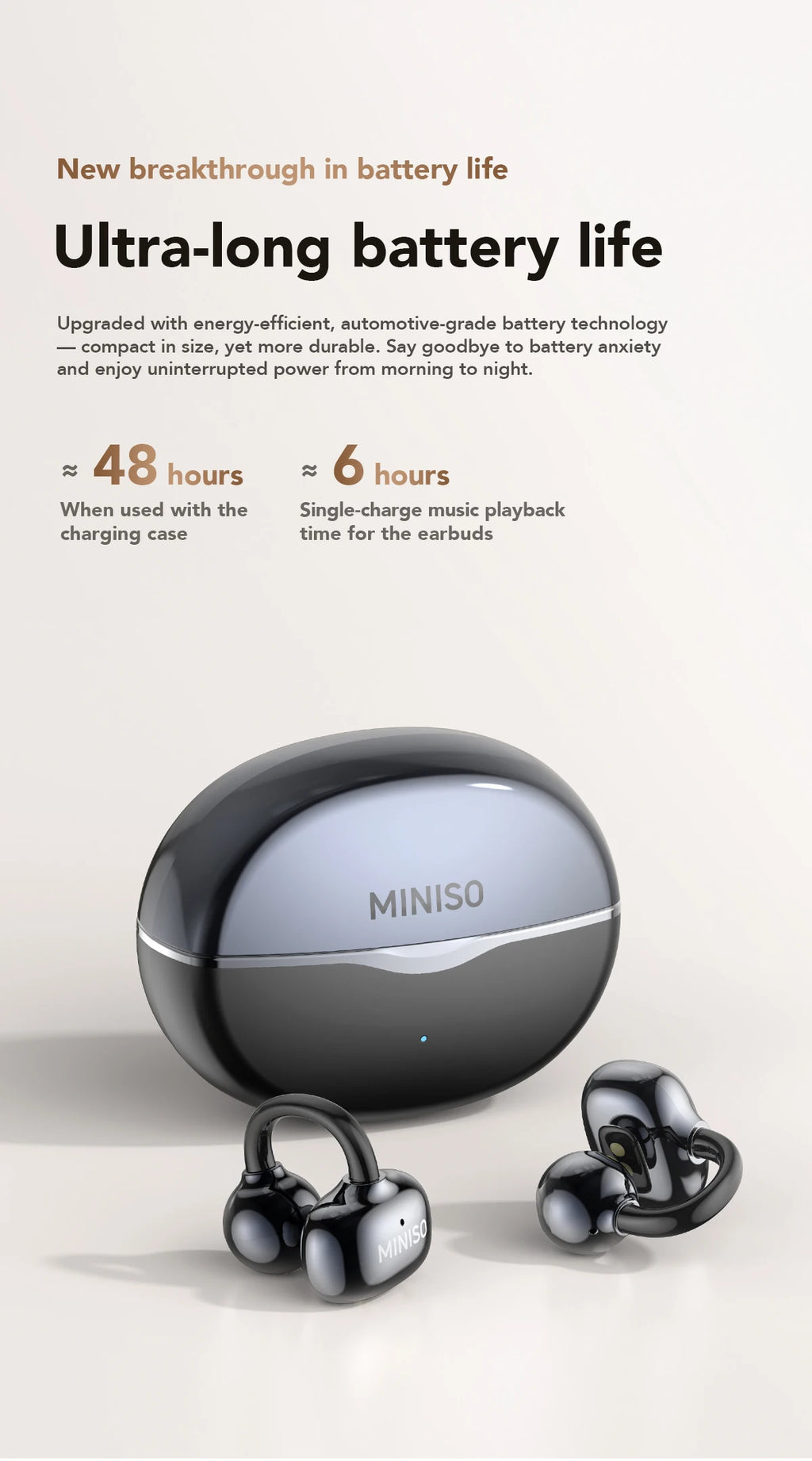 MINISO MS503 Wireless Bluetooth Earbuds AI Translation Earphones Outdoor Sports Headphones Clear Sound Headset Soft Comfortable