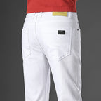 2026 98% Cotton Elastic Cotton Jeans Men's Spring Slim Straight Denim Pants Comfort Large Size Korean Business Casual Trousers