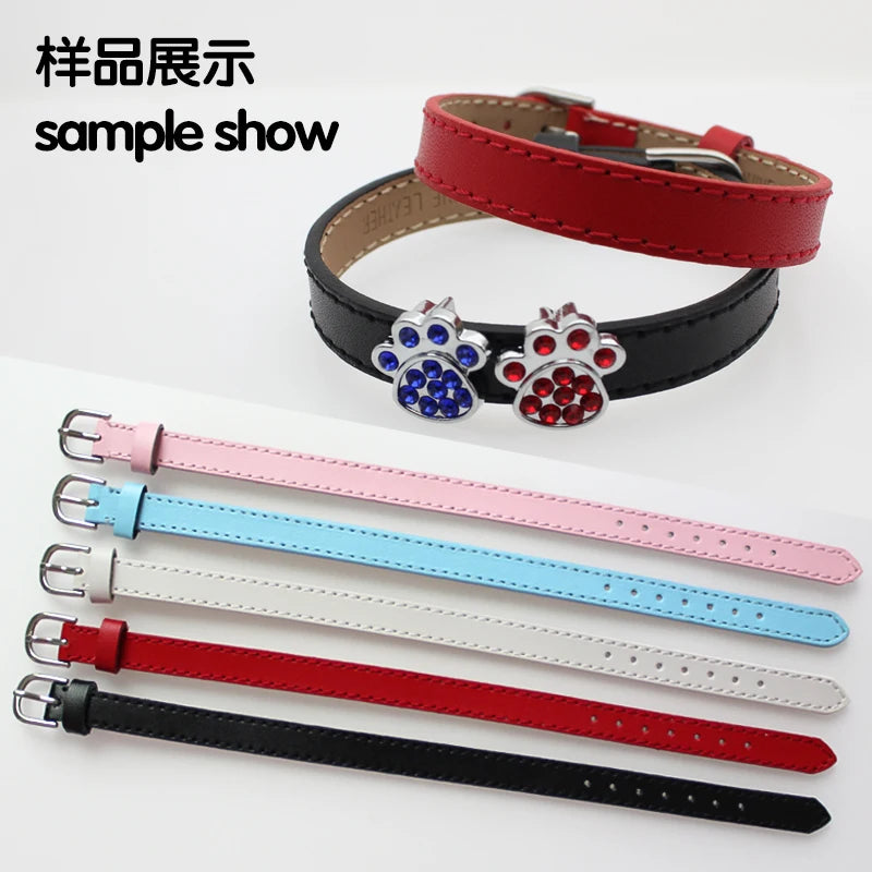 20pcs 10mm Genuine Real Leather Bracelet For Women Slide Letter Charms Wristband Jewelry Making DIY Pet Collar Keychain Band