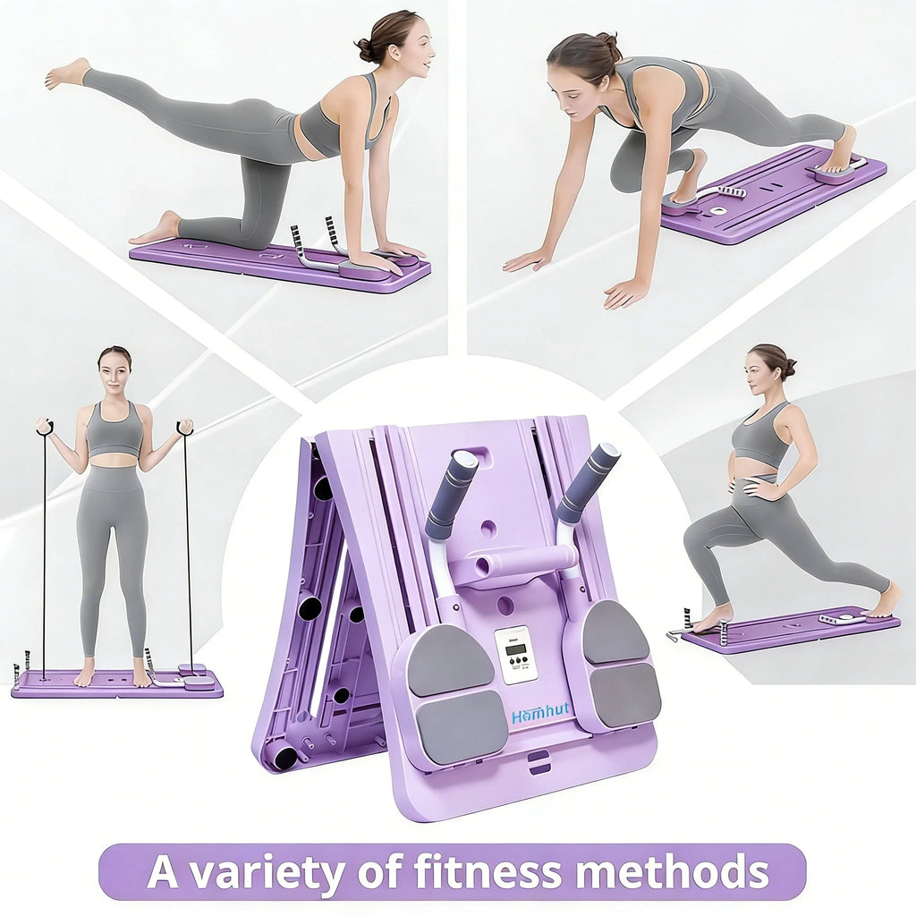 Multifunctional Foldable Home Ab Workout Sliding Fitness Board with Counter, Full Body Core Strength Training Exercise Platform with Complete Accessories for Abdominal, Leg & Arm Workout