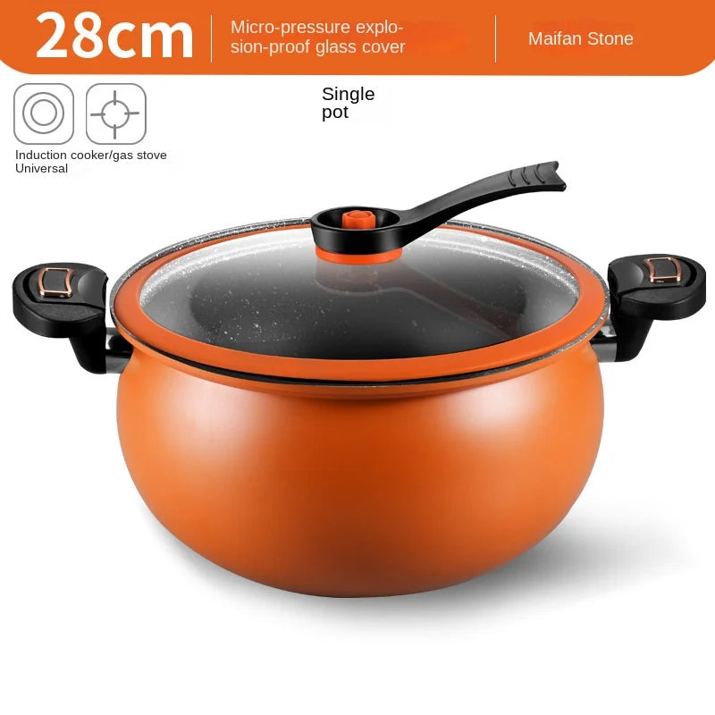 Large-Capacity Micro-Pressure Sandpot Household Slow-Cooking Stew Pot Soup Pot Stainless Steel Pumpkin Pot Induction Cooker & Ga Main image