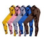 Women's Tie Dye Nine Tenths Leggings High Waist Yoga Pants Soft Stretchy Workout Running Pants Breathable Comfortable