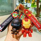 Marvel cartoon Avengers cute silicone doll keychain Spiderman Iron Man Captain America Hulk Thor Batman school bag pendant
