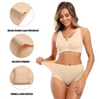 Molasus 5pcs Women's Cotton Panties Seamless Underwear High Waist Full Coverage Ladies Briefs Set Breathable Underpant Plus Size