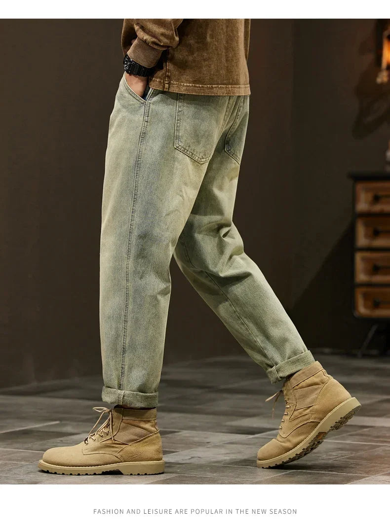 Men's 95% Cotton Jeans High Quality Loose Harem Pants Fashion Baggy Casual Outdoor Baggy Work Denim Pants Brand Men's Clothing
