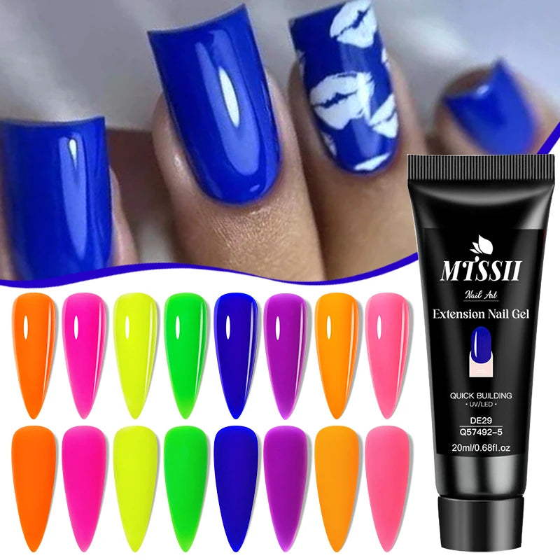 24PCS/Set 20ml Poly Naili Extension Gel  Kit Mini UV Lamp Sealer With Base Top Coat Professional Poly UVNail Gel Kit Starter Kit