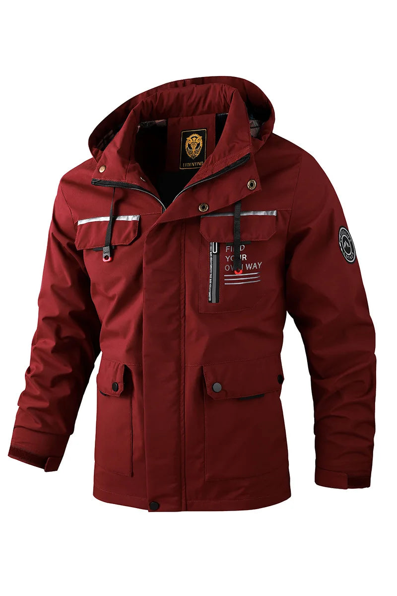 Fashion Men's Casual Windbreaker Jackets Hooded Jacket Man Waterproof Outdoor Soft Shell Winter Coat Clothing Warm Fleece Thick Main image