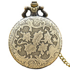 Retro Charm Neutral Fashion Merlion Scenic Spot Carving Quartz Pocket Watch Steampunk Men's and Women's Necklace Pendant Gift