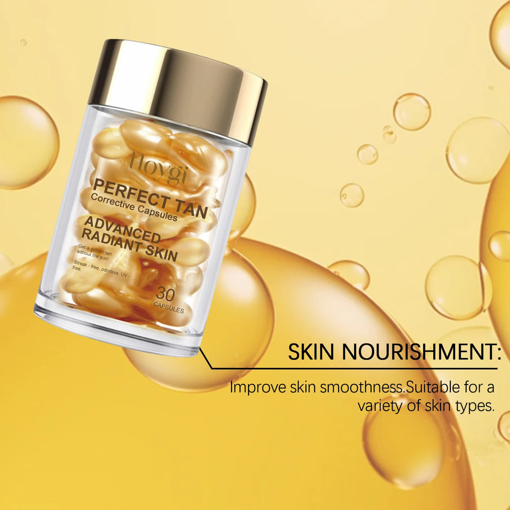 Portable Tanning Capsule Accelerate Natural Bronze Tan Moisturizing & Soothing Even Skin Tone Sunless Self-Tanning Serum