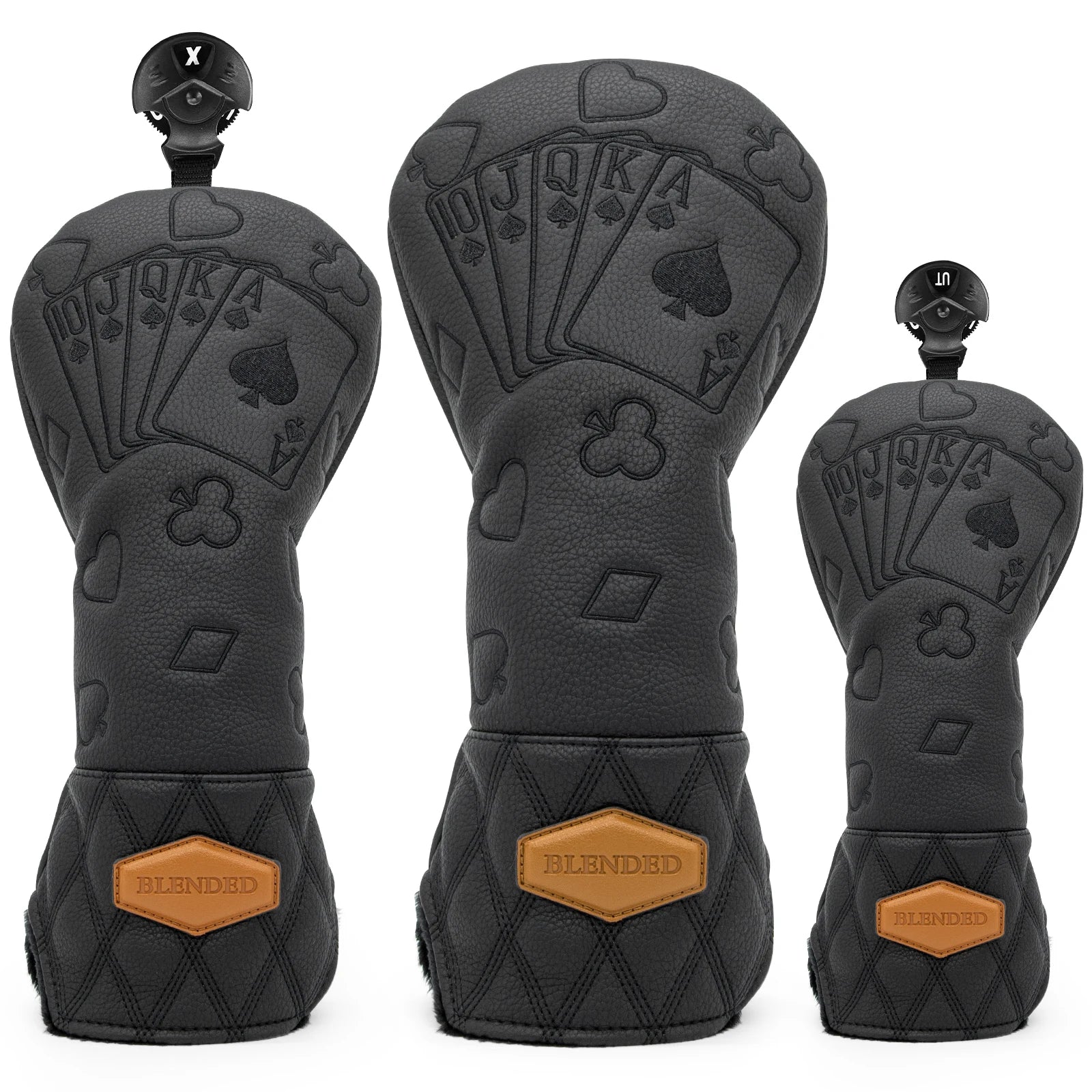 Black Lucky Poker Design  High Quality Headcovers Embroidery Golf Club Driver Head Fariway Wood  Hybrid Head Covers 3 Wood Headc Main image