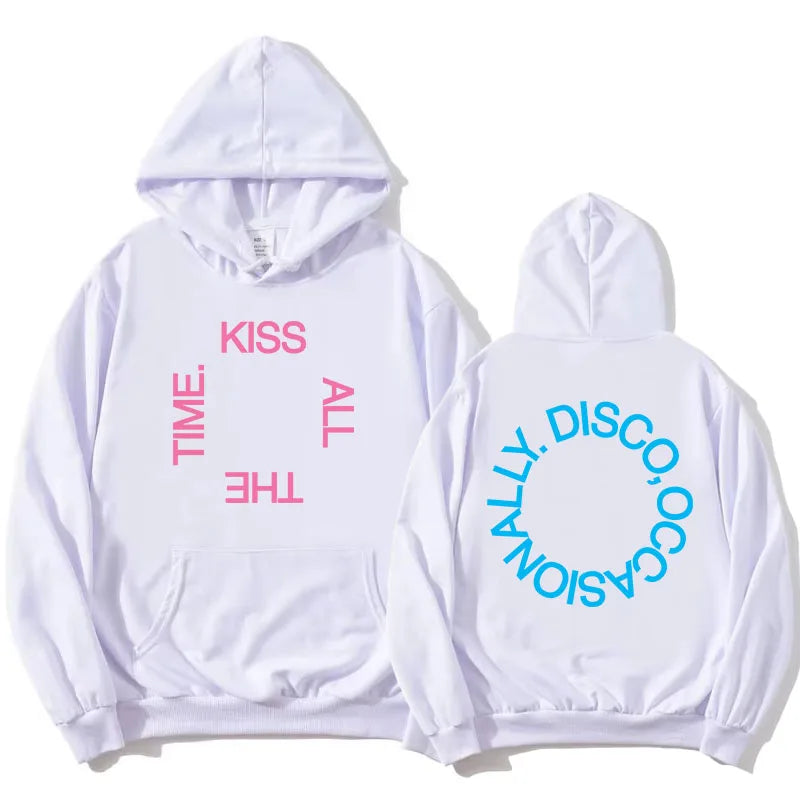 HarryStyles KISS ALL THE TIME. DISCO, OCCASIONALLY.  Hoodies Album Design Graphic Print Sweatshirts Women Clothing Fleece Hoodie