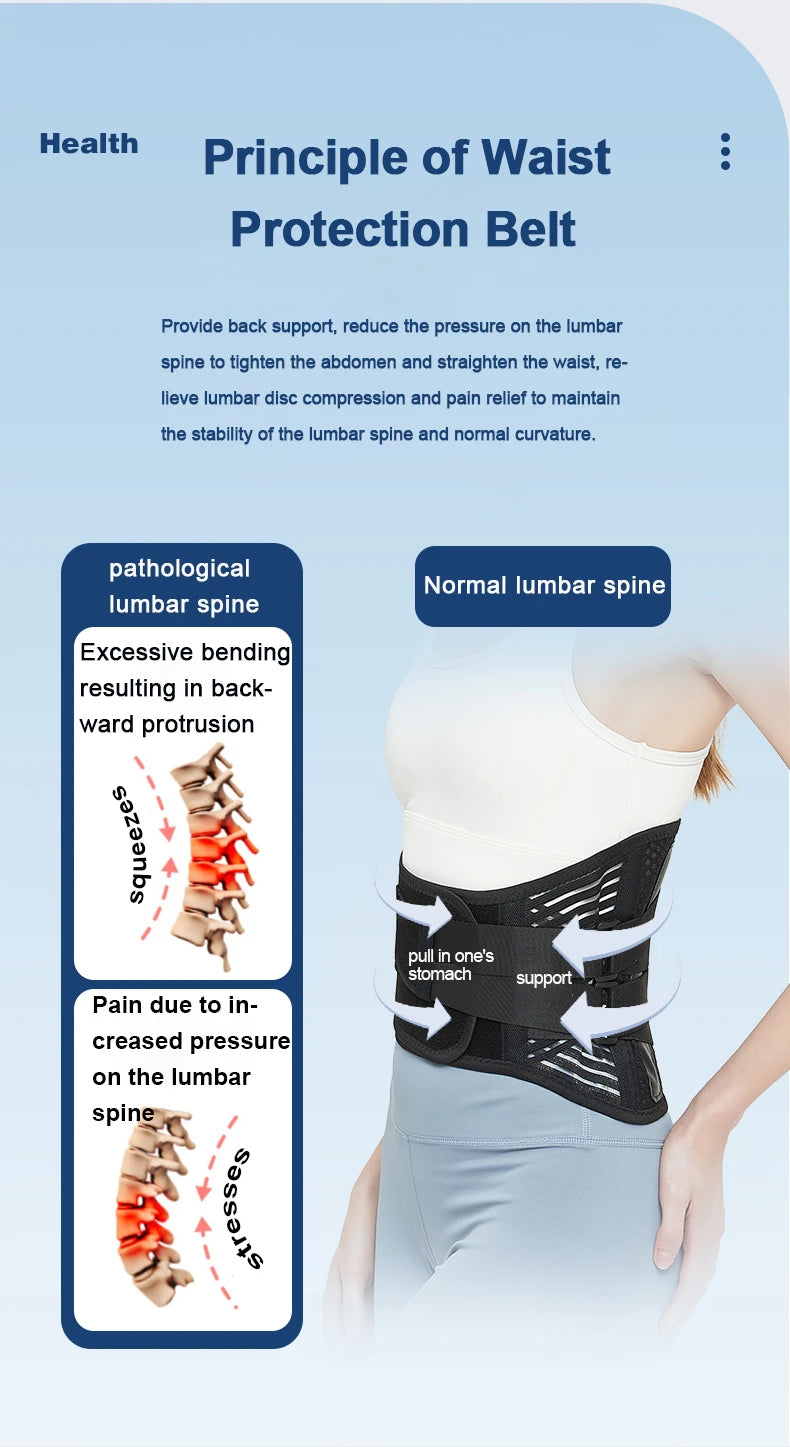Back Braces Waist Belt Men Women Work Lower Back Pain Relief Breathable Anti-skid Spine Lumbar Support Belt