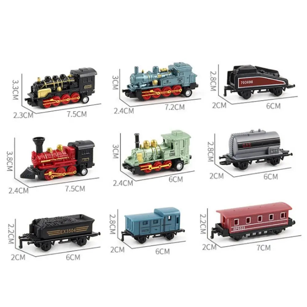 Car Vehicles Retro Steam Train Pull Back Model Diecast 1:60 Alloy Toy Train Kids Toys Set For Boys Gifts Kids Birthday