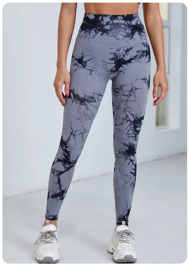 Women's Tie Dye Nine Tenths Leggings High Waist Yoga Pants Soft Stretchy Workout Running Pants Breathable Comfortable