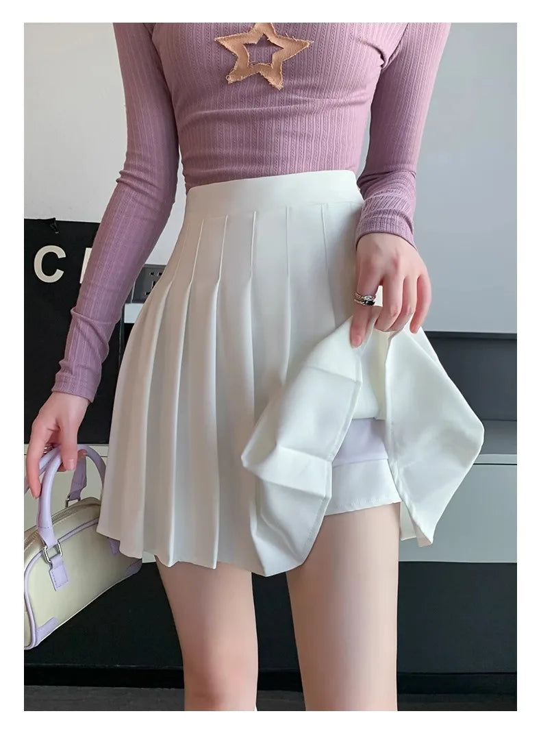 Vintage Korean Style Patchwork Skirt Harajuku JK Black Pleated Skirts Gothic Streetwear High Waist Mini Skirt Women Punk Skirt