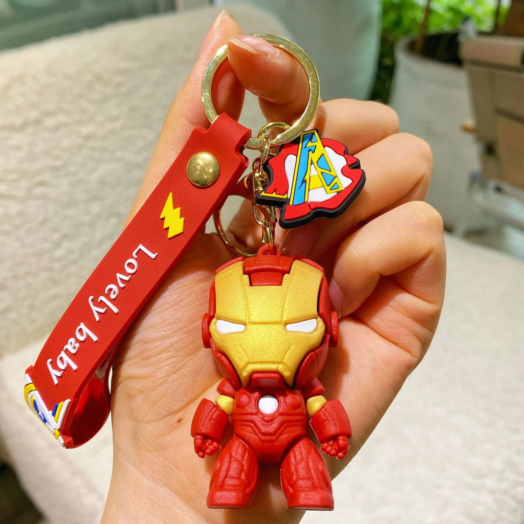 Marvel cartoon Avengers cute silicone doll keychain Spiderman Iron Man Captain America Hulk Thor Batman school bag pendant