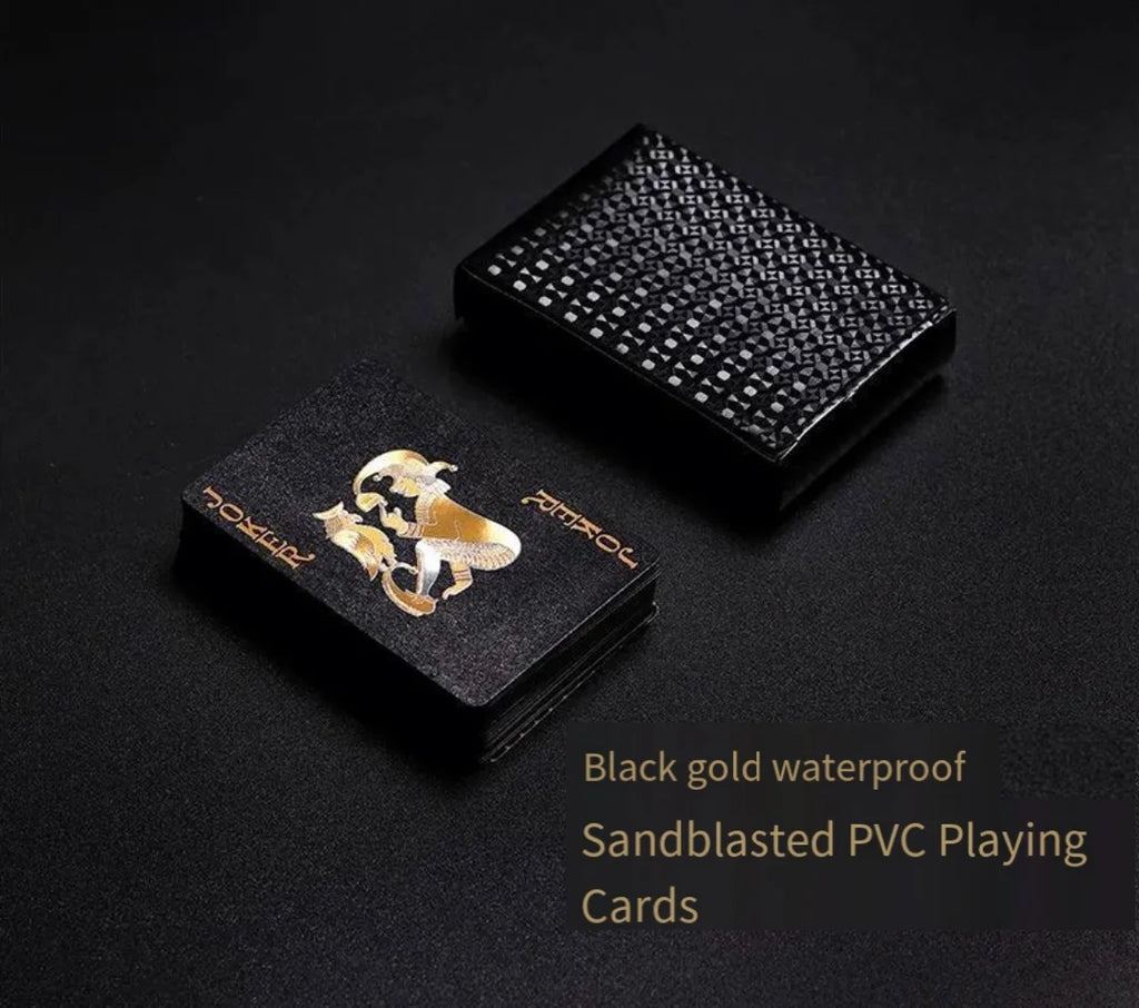 Brand New 54-piece Black and Gold Plastic Playing Card Foil Poker Set Magic Tool Party Tabletop Game