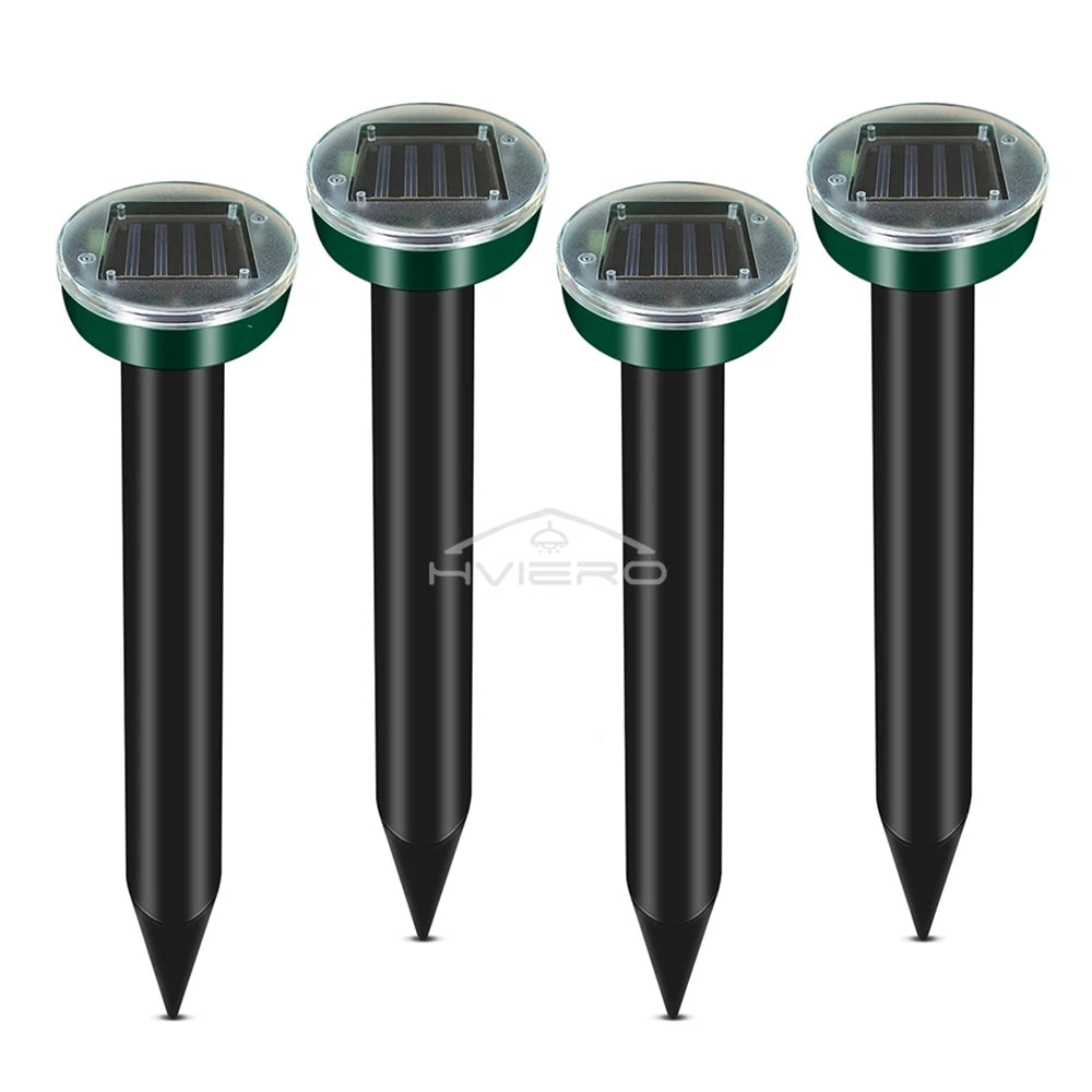 4/8X Solar Repeller Powered Ultrasonic Sonic Mouse Mole Pest Rodent Repellent Vibration Wave Yard Outdoor Garden Lawn Farm Field