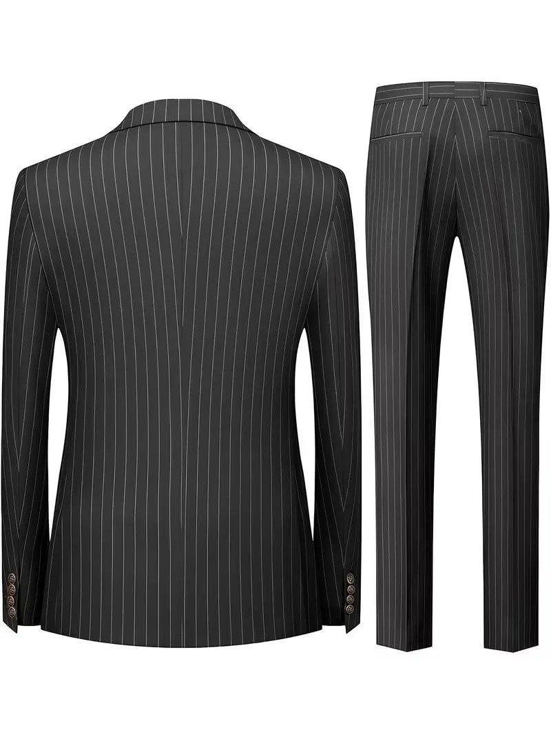 Men Suits Men's Two Piece Suit Double Breasted Man Fashionable and Slim-fitting Design Groom Wedding Dress Casual Striped Fabric