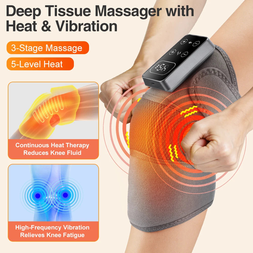 3 Vibrations 5 Levels Hot Compress Shoulder Elbow Massage Knee Support Brace, Electric Heating Knee Protection Belt