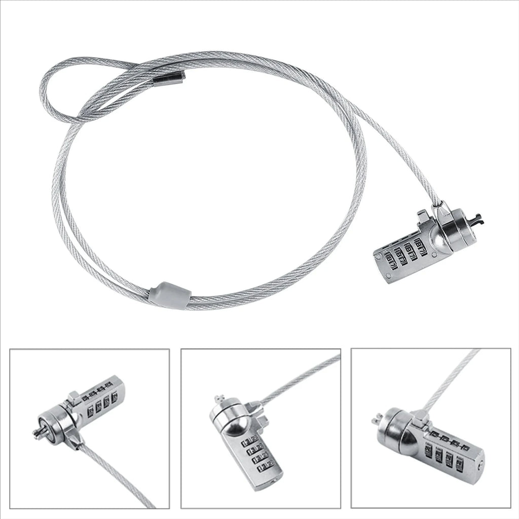 Laptop and PC anti-theft devices, combined security lock, cable chain, 4-digit password
