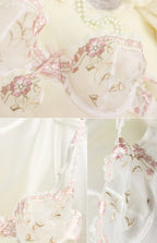 French Style Minimiser Bra Set | Big Size Unpadded Lace Half Cup, Large Cup Thin Anti-Sagging Sheer Lingerie Set BANERDANNI Bras