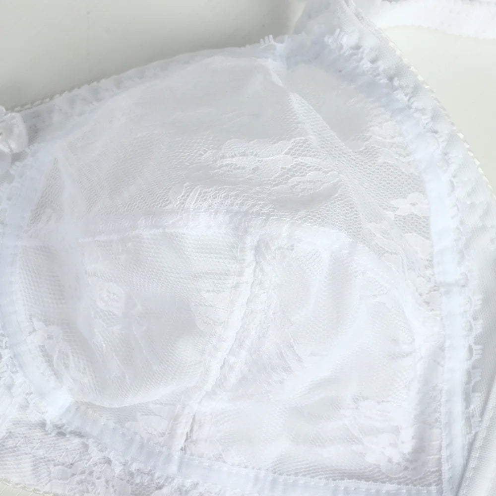 Large Size Sexy Bra for Women Ladies Underwear Translucent Lace Chiffon Wireless Minimizer Lingerie Brassiere Bralette Tops