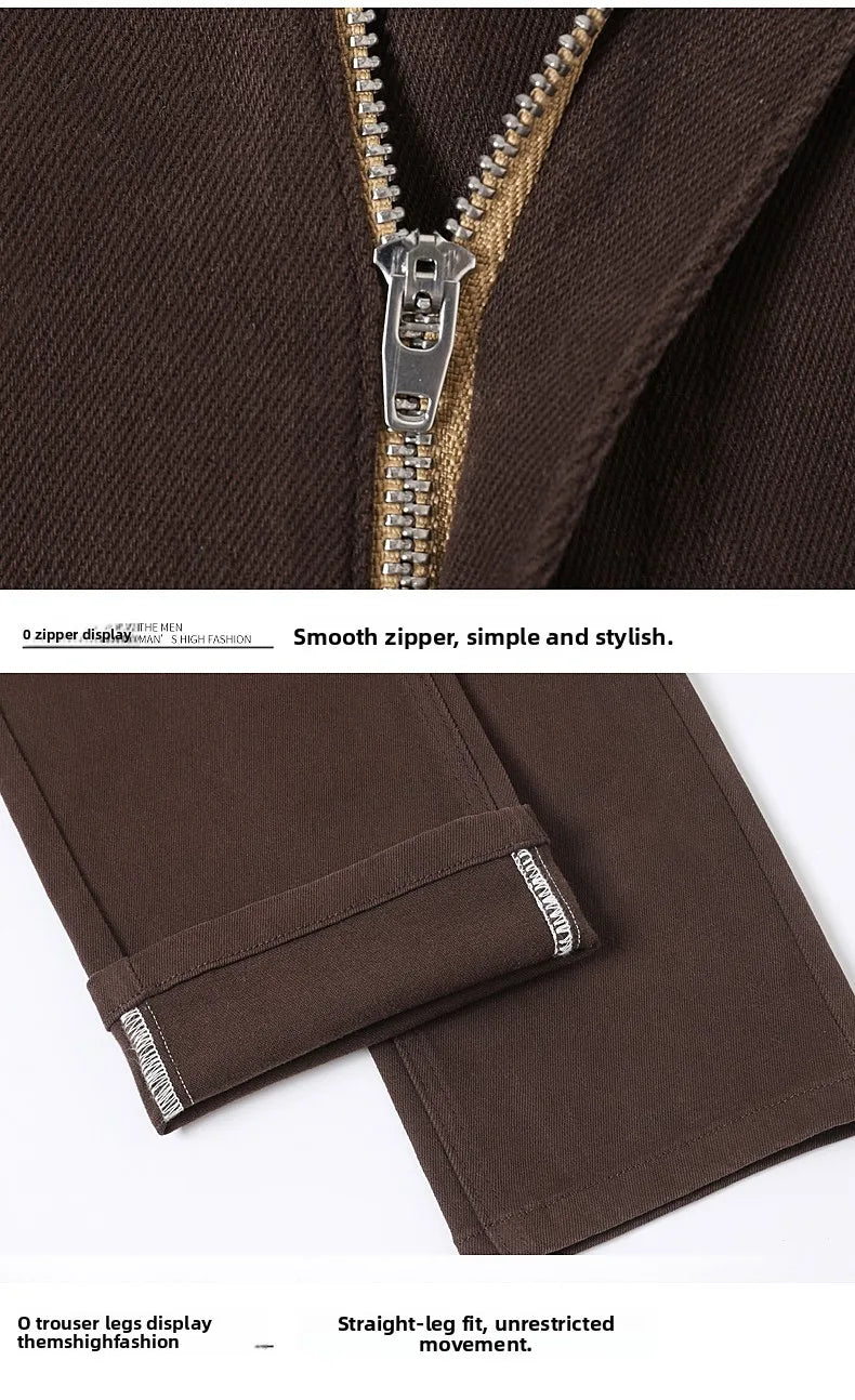 2026 98% Cotton Elastic Cotton Jeans Men's Spring Slim Straight Denim Pants Comfort Large Size Korean Business Casual Trousers