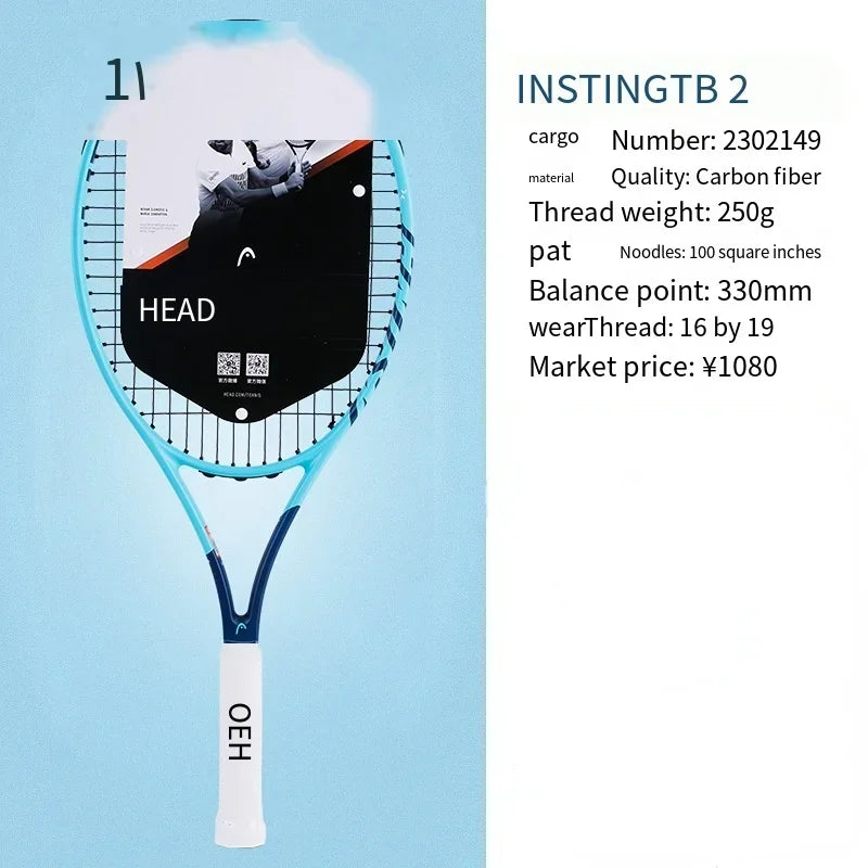 HEAD 2026 New Carbon Tennis Racket for Men Women Tenis Raquete Blue