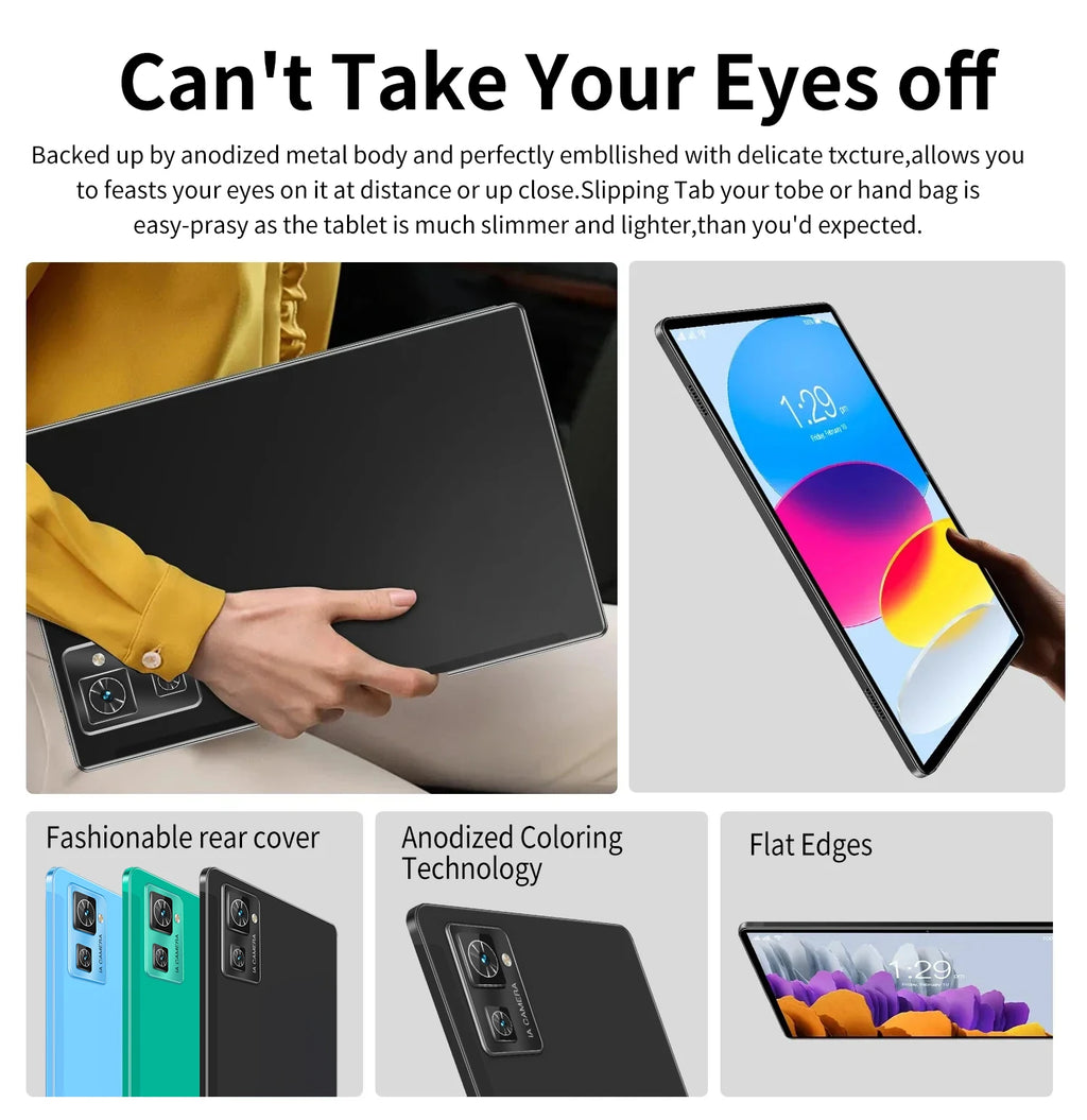 Sauenaneo PC Tablet 4GB RAM  64GB ROM (1TB Expansion) Supports Google Office Dual SIM Cards Dual cameras Android 11
