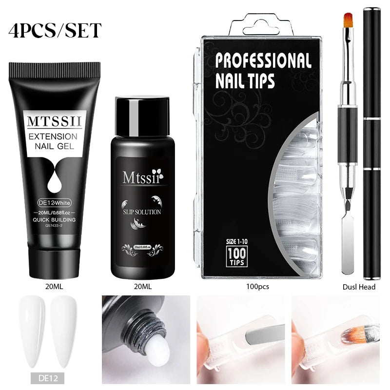 24PCS/Set 20ml Poly Naili Extension Gel  Kit Mini UV Lamp Sealer With Base Top Coat Professional Poly UVNail Gel Kit Starter Kit