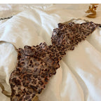 French Sexy Underwear Thin Leopard Print Transparent Lingerie Comfortable Women's Gathered Underwire see through bra Set Thong