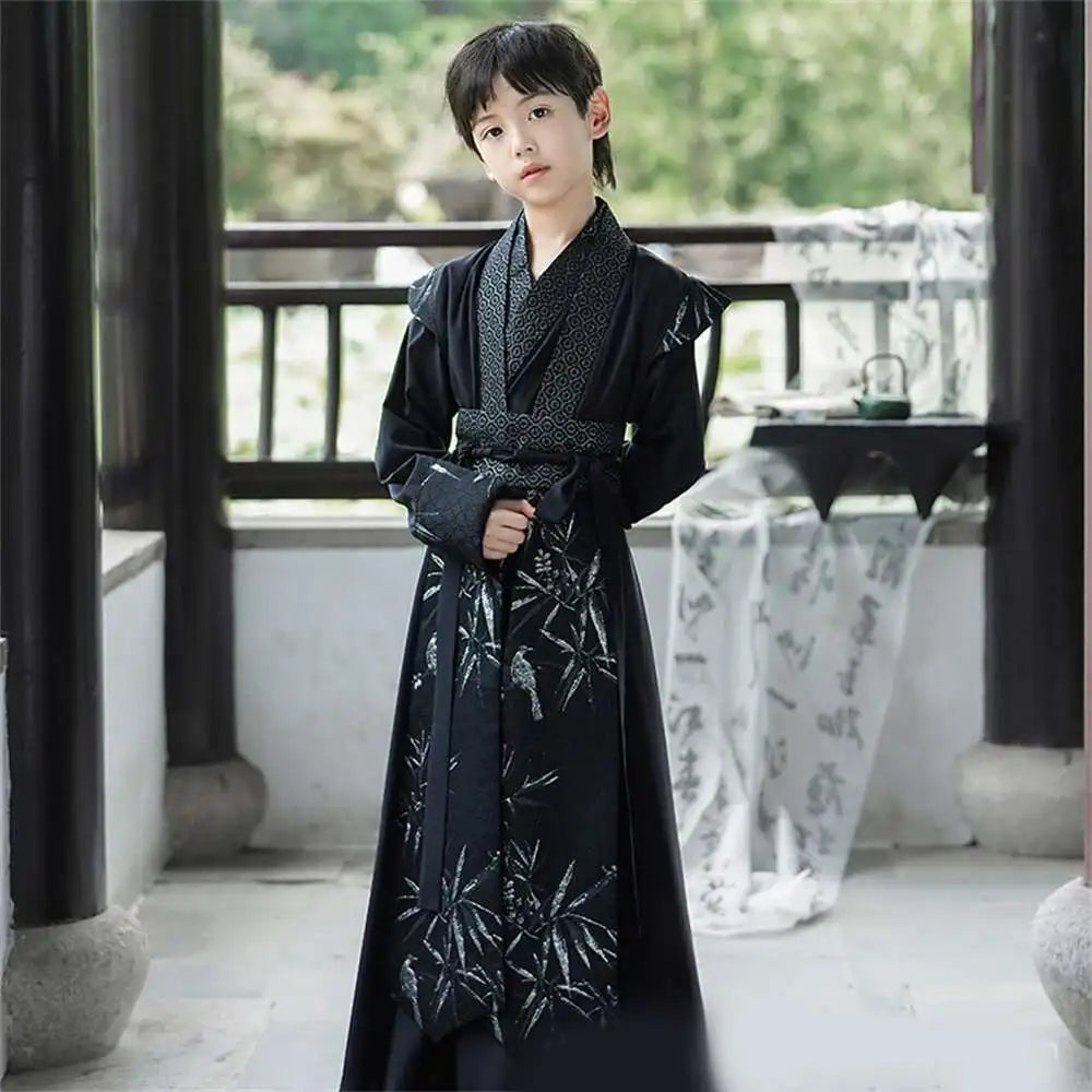 Handsome Boys' Improved Hanfu Oriental Chinese Style High-end Tang Suit Kids Performance Swordsman Traditional Ancient Costume