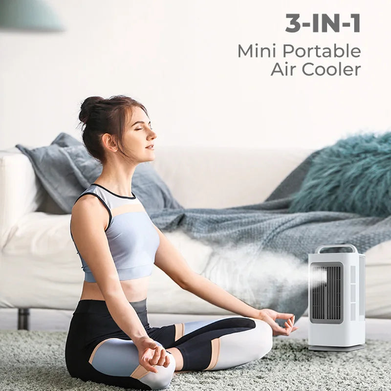 Portable Cooling Fan, Intelligent Remote & Touch Control, Timer, Strong Wind, Water & Ice Cooling, Multifunctional Air Cooler fo