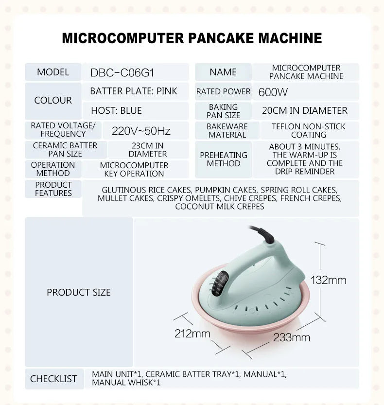 Automatic Pancake Maker Pizza Crepe Making Machine Cake Pancake Electric Baking Machine Smart Baking Pan