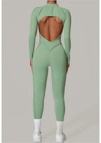Women's Yoga Jumpsuit Hip Lift Sports Fitness Removable Padding Backless Zipper Leggings One-Piece Running Workout Gym Jumpsuit