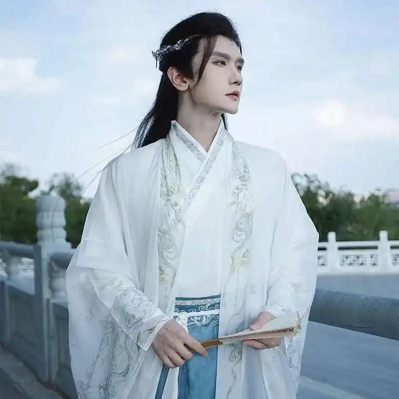 Original Chinese Floral Clouds Hanfu Dress Men Women Traditiional Weijin Period Gradient Costume Niche Fairy Cosplay Clothing