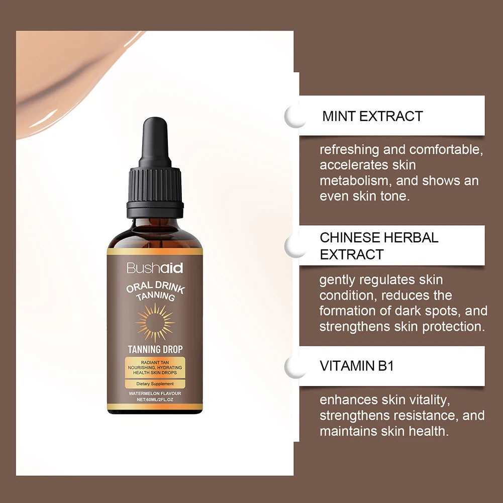 Watermelon tanning drops Body Treatment Sunless Tanning Drops Tanning Drops to Drink Moisturizing Bronzing Tanner for Face Body