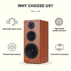 High Power Passive Speakers 8 Inch Floor Standing 3 Way Home Audio System 90dB Sensitivity Wooden Hifi Speakers A Pair