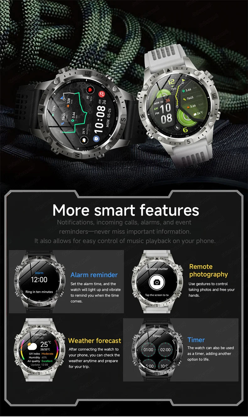Smart Watch for Men GPS Offline Maps 2G ROM 10ATM Waterproof Heart Rate Diving Skiing Hiking Rugged Durable Smartwatch Men Women